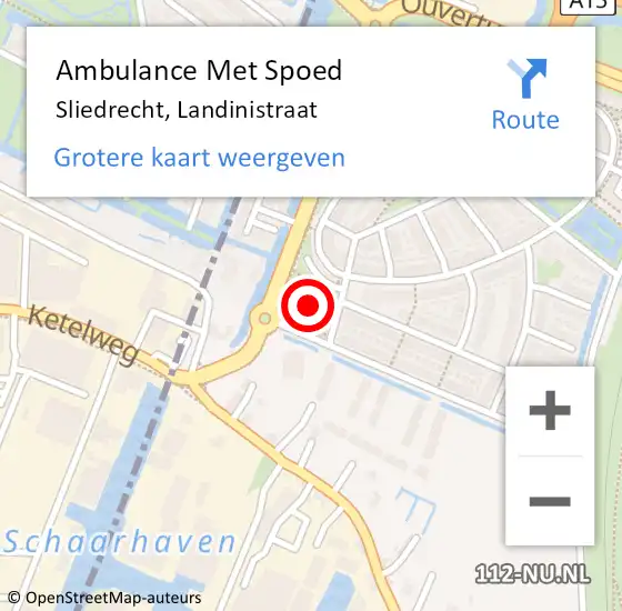 Locatie op kaart van de 112 melding: Ambulance Met Spoed Naar Sliedrecht, Landinistraat op 26 september 2022 18:19