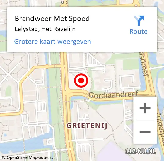 Locatie op kaart van de 112 melding: Brandweer Met Spoed Naar Lelystad, Het Ravelijn op 26 september 2022 18:23
