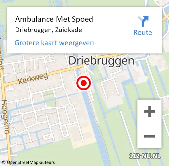 Locatie op kaart van de 112 melding: Ambulance Met Spoed Naar Driebruggen, Zuidkade op 26 september 2022 18:33