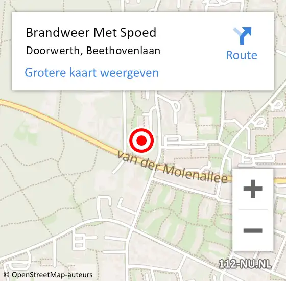 Locatie op kaart van de 112 melding: Brandweer Met Spoed Naar Doorwerth, Beethovenlaan op 26 september 2022 19:00