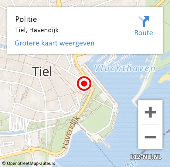 Locatie op kaart van de 112 melding: Politie Tiel, Havendijk op 26 september 2022 19:01