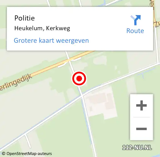 Locatie op kaart van de 112 melding: Politie Heukelum, Kerkweg op 26 september 2022 19:04