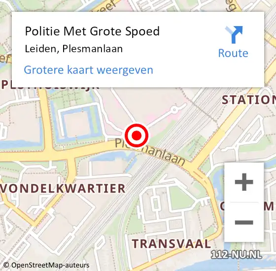 Locatie op kaart van de 112 melding: Politie Met Grote Spoed Naar Leiden, Plesmanlaan op 26 september 2022 19:46