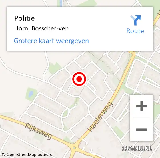 Locatie op kaart van de 112 melding: Politie Horn, Bosscher-ven op 26 september 2022 19:49
