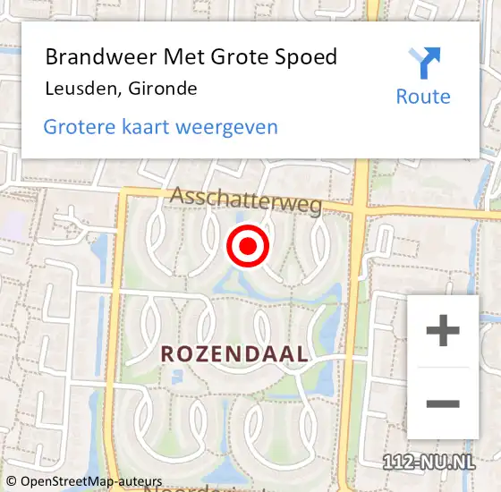 Locatie op kaart van de 112 melding: Brandweer Met Grote Spoed Naar Leusden, Gironde op 26 september 2022 19:57