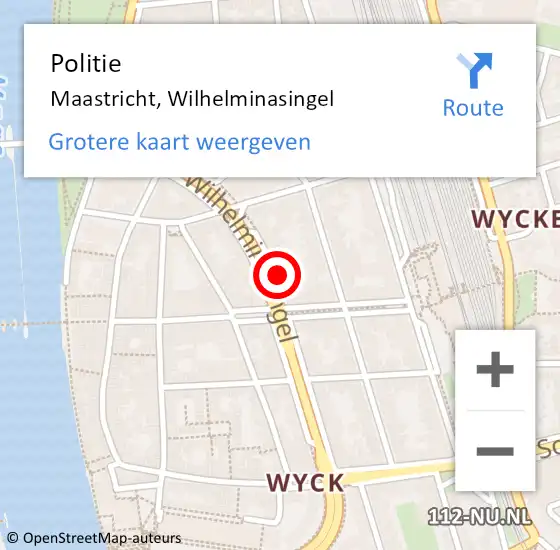 Locatie op kaart van de 112 melding: Politie Maastricht, Wilhelminasingel op 26 september 2022 19:57