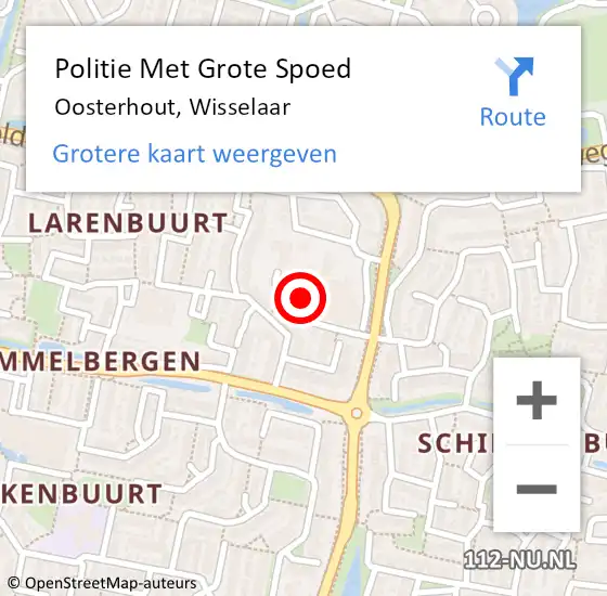 Locatie op kaart van de 112 melding: Politie Met Grote Spoed Naar Oosterhout, Wisselaar op 26 september 2022 20:06
