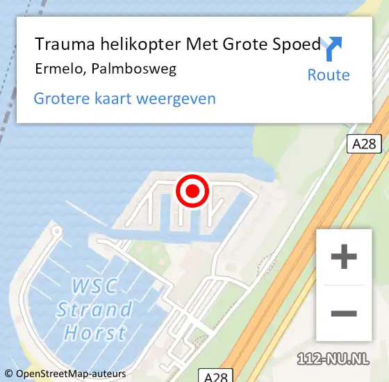 Locatie op kaart van de 112 melding: Trauma helikopter Met Grote Spoed Naar Ermelo, Palmbosweg op 26 september 2022 20:18