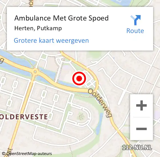 Locatie op kaart van de 112 melding: Ambulance Met Grote Spoed Naar Herten, Putkamp op 26 september 2022 20:33