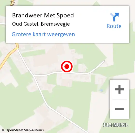 Locatie op kaart van de 112 melding: Brandweer Met Spoed Naar Oud Gastel, Bremswegje op 26 september 2022 21:00