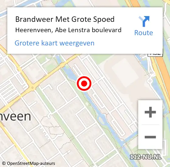 Locatie op kaart van de 112 melding: Brandweer Met Grote Spoed Naar Heerenveen, Abe Lenstra boulevard op 26 september 2022 21:07