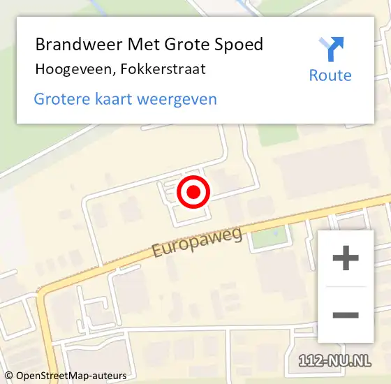 Locatie op kaart van de 112 melding: Brandweer Met Grote Spoed Naar Hoogeveen, Fokkerstraat op 26 september 2022 21:19