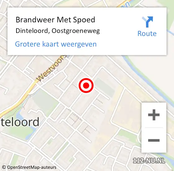 Locatie op kaart van de 112 melding: Brandweer Met Spoed Naar Dinteloord, Oostgroeneweg op 30 juli 2014 14:54