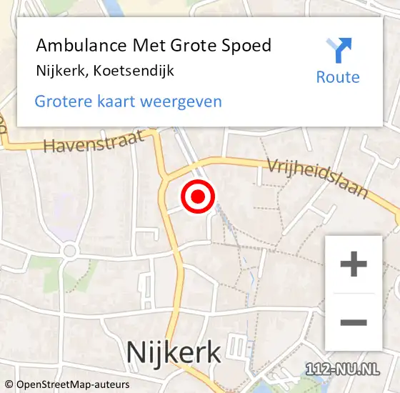 Locatie op kaart van de 112 melding: Ambulance Met Grote Spoed Naar Nijkerk, Koetsendijk op 26 september 2022 21:23