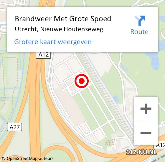 Locatie op kaart van de 112 melding: Brandweer Met Grote Spoed Naar Utrecht, Nieuwe Houtenseweg op 26 september 2022 22:23