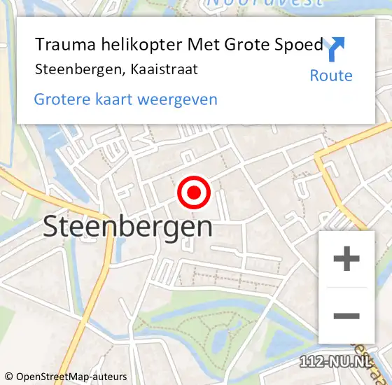 Locatie op kaart van de 112 melding: Trauma helikopter Met Grote Spoed Naar Steenbergen, Kaaistraat op 26 september 2022 22:36