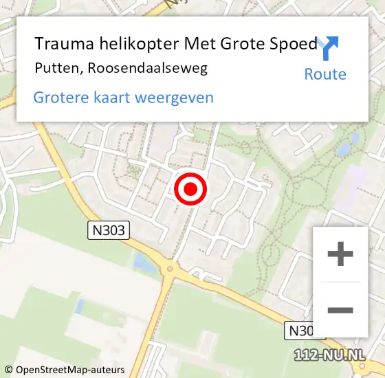 Locatie op kaart van de 112 melding: Trauma helikopter Met Grote Spoed Naar Putten, Roosendaalseweg op 26 september 2022 23:01