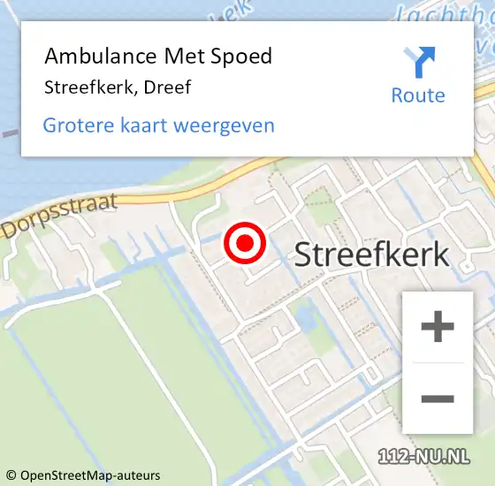 Locatie op kaart van de 112 melding: Ambulance Met Spoed Naar Streefkerk, Dreef op 26 september 2022 23:13