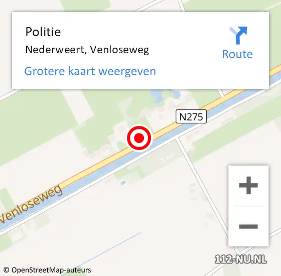 Locatie op kaart van de 112 melding: Politie Nederweert, Venloseweg op 26 september 2022 23:25