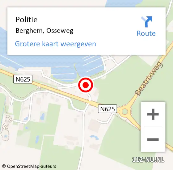 Locatie op kaart van de 112 melding: Politie Berghem, Osseweg op 26 september 2022 23:37