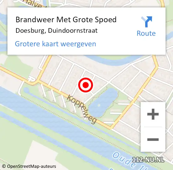 Locatie op kaart van de 112 melding: Brandweer Met Grote Spoed Naar Doesburg, Duindoornstraat op 26 september 2022 23:41