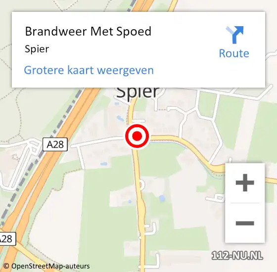 Locatie op kaart van de 112 melding: Brandweer Met Spoed Naar Spier op 26 september 2022 23:50