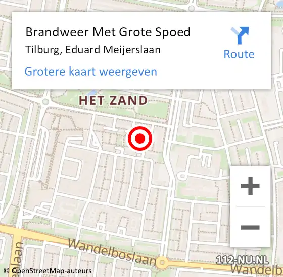 Locatie op kaart van de 112 melding: Brandweer Met Grote Spoed Naar Tilburg, Eduard Meijerslaan op 27 september 2022 00:12