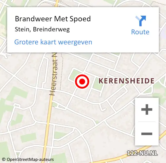 Locatie op kaart van de 112 melding: Brandweer Met Spoed Naar Stein, Breinderweg op 27 september 2022 00:27