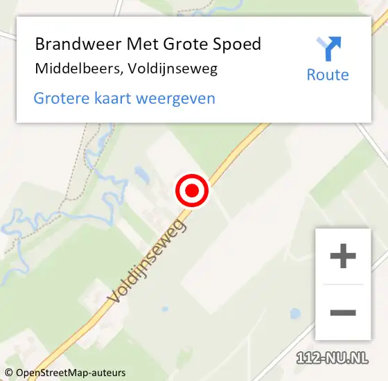 Locatie op kaart van de 112 melding: Brandweer Met Grote Spoed Naar Oost- West- en Middelbeers, Voldijnseweg op 27 september 2022 00:28