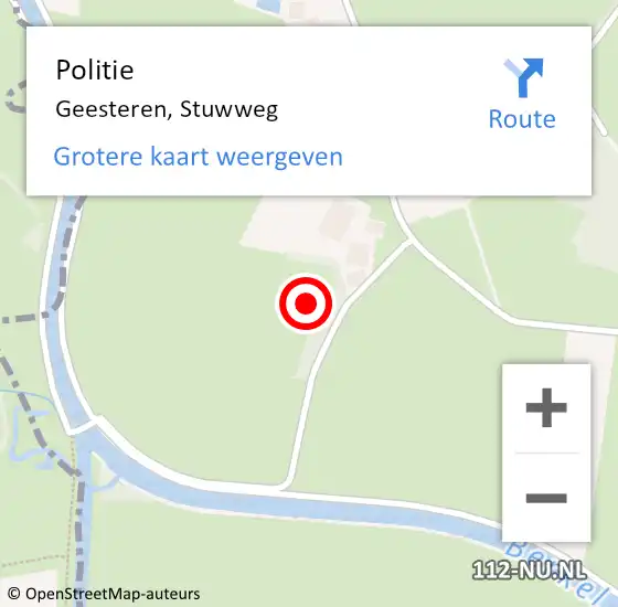 Locatie op kaart van de 112 melding: Politie Geesteren, Stuwweg op 27 september 2022 00:39