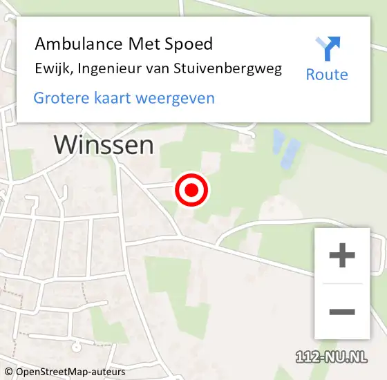 Locatie op kaart van de 112 melding: Ambulance Met Spoed Naar Ewijk, Ingenieur van Stuivenbergweg op 27 september 2022 00:53