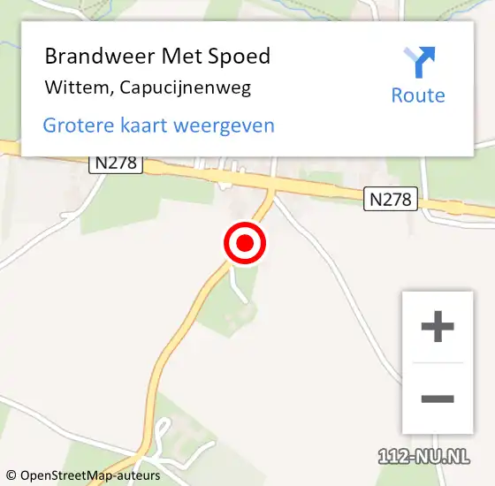 Locatie op kaart van de 112 melding: Brandweer Met Spoed Naar Wittem, Capucijnenweg op 27 september 2022 01:09
