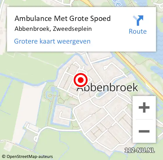 Locatie op kaart van de 112 melding: Ambulance Met Grote Spoed Naar Abbenbroek, Zweedseplein op 27 september 2022 02:58