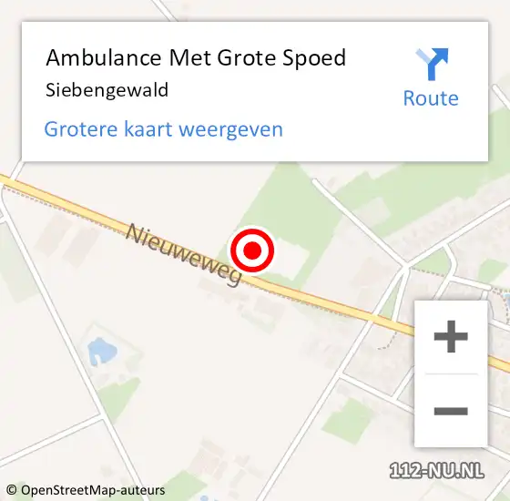 Locatie op kaart van de 112 melding: Ambulance Met Grote Spoed Naar Siebengewald op 27 september 2022 04:18