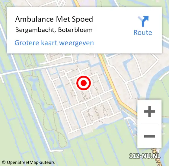 Locatie op kaart van de 112 melding: Ambulance Met Spoed Naar Bergambacht, Boterbloem op 27 september 2022 04:43