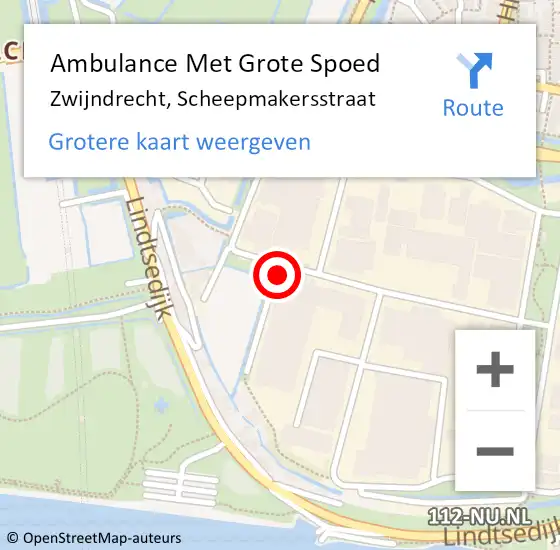 Locatie op kaart van de 112 melding: Ambulance Met Grote Spoed Naar Zwijndrecht, Scheepmakersstraat op 27 september 2022 04:48