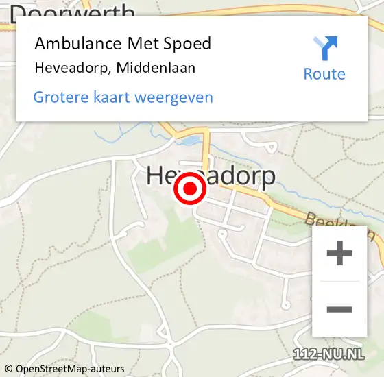 Locatie op kaart van de 112 melding: Ambulance Met Spoed Naar Heveadorp, Middenlaan op 27 september 2022 05:07