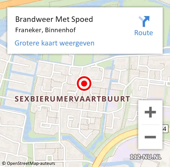 Locatie op kaart van de 112 melding: Brandweer Met Spoed Naar Franeker, Binnenhof op 27 september 2022 05:31