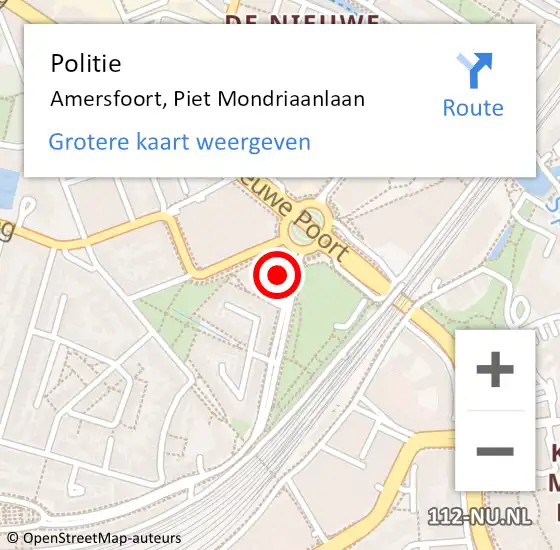 Locatie op kaart van de 112 melding: Politie Amersfoort, Piet Mondriaanlaan op 27 september 2022 08:26