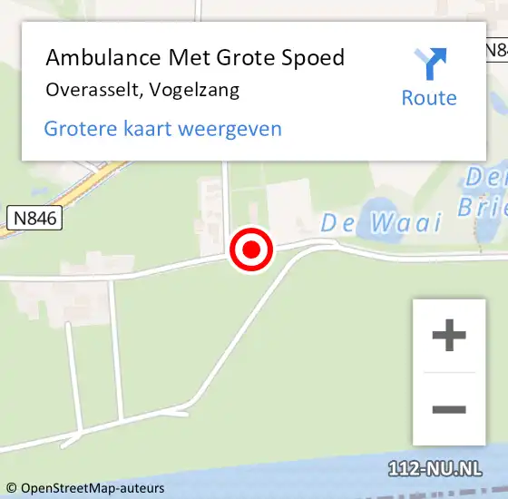 Locatie op kaart van de 112 melding: Ambulance Met Grote Spoed Naar Overasselt, Vogelzang op 27 september 2022 08:44