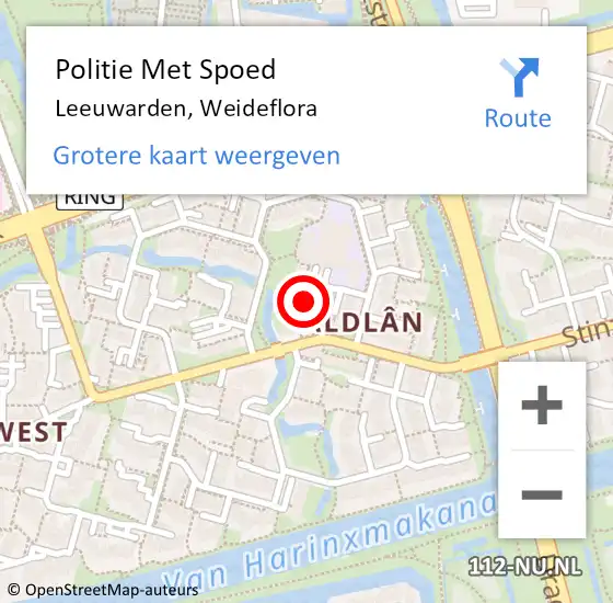 Locatie op kaart van de 112 melding: Politie Met Spoed Naar Leeuwarden, Weideflora op 27 september 2022 09:06