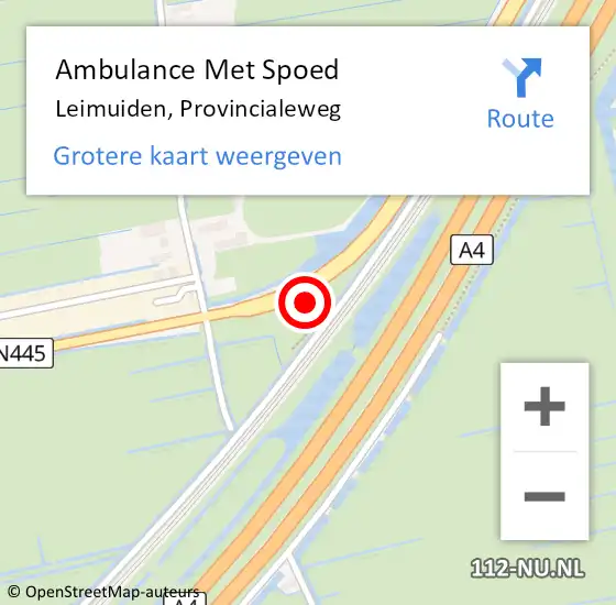 Locatie op kaart van de 112 melding: Ambulance Met Spoed Naar Leimuiden, Provincialeweg op 27 september 2022 09:36