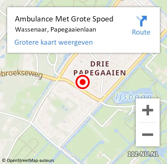 Locatie op kaart van de 112 melding: Ambulance Met Grote Spoed Naar Wassenaar, Papegaaienlaan op 27 september 2022 09:48