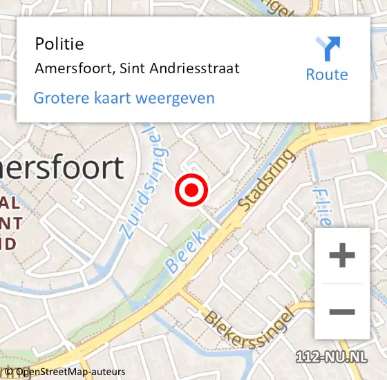 Locatie op kaart van de 112 melding: Politie Amersfoort, Sint Andriesstraat op 27 september 2022 09:48