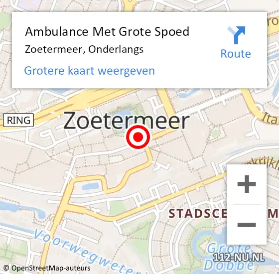 Locatie op kaart van de 112 melding: Ambulance Met Grote Spoed Naar Zoetermeer, Onderlangs op 27 september 2022 10:07