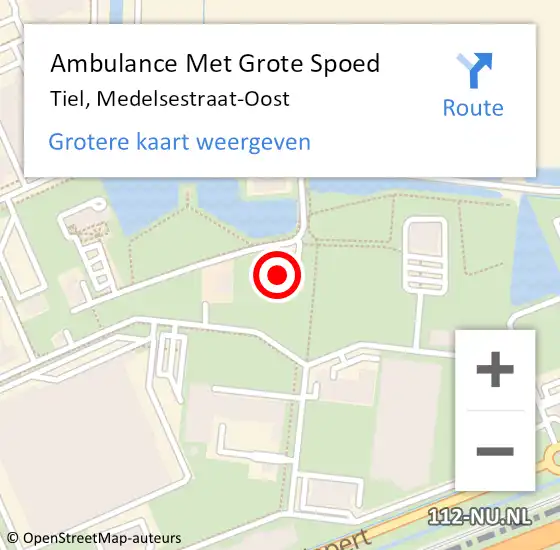 Locatie op kaart van de 112 melding: Ambulance Met Grote Spoed Naar Tiel, Medelsestraat-Oost op 27 september 2022 10:30