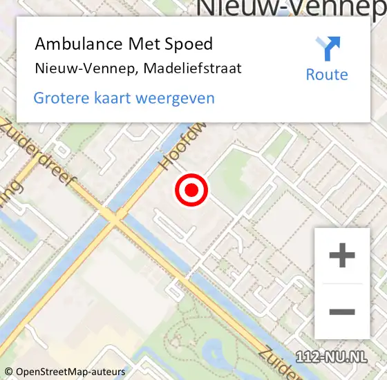 Locatie op kaart van de 112 melding: Ambulance Met Spoed Naar Nieuw-Vennep, Madeliefstraat op 27 september 2022 11:15