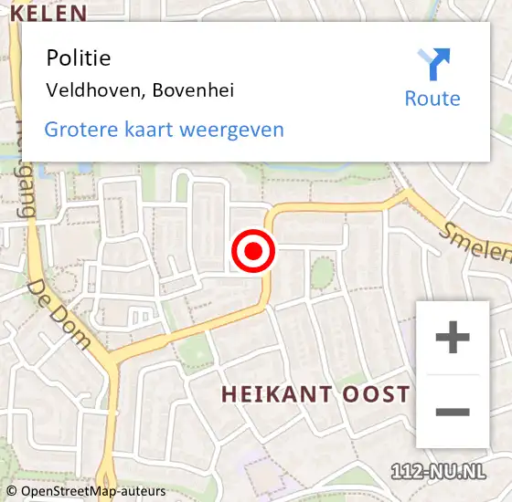 Locatie op kaart van de 112 melding: Politie Veldhoven, Bovenhei op 27 september 2022 11:23