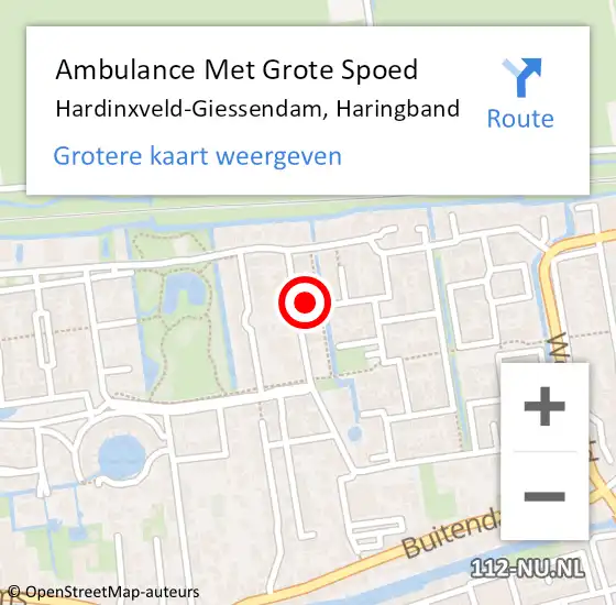 Locatie op kaart van de 112 melding: Ambulance Met Grote Spoed Naar Hardinxveld-Giessendam, Haringband op 27 september 2022 11:48