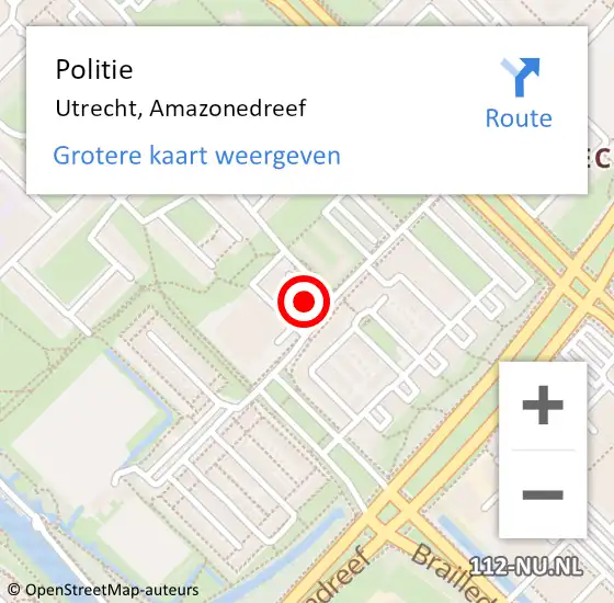 Locatie op kaart van de 112 melding: Politie Utrecht, Amazonedreef op 27 september 2022 11:53